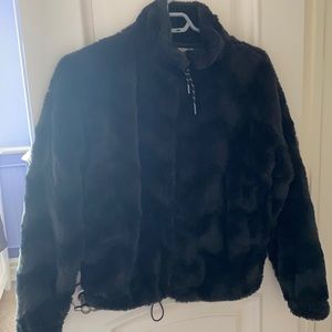 Black fuzzy zip up jacket